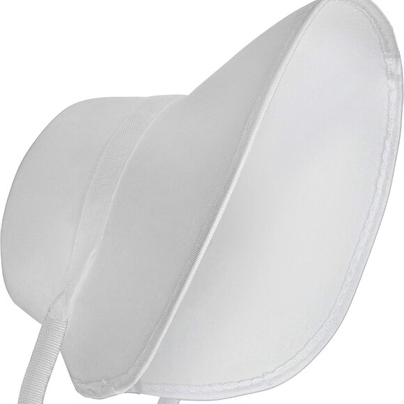 Accessories - Vintage Old Fashioned Bonnet - White Colonial Pioneer Prairie Felt Sun Hat Costu